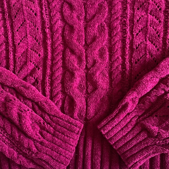 Burgundy cropped baggy hippie rose small knit sweater - Picture 4 of 5